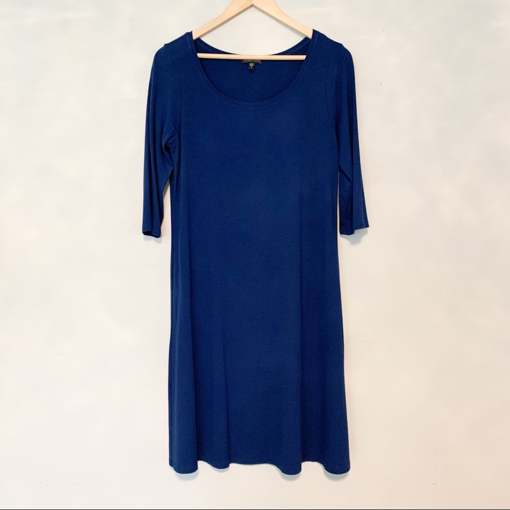 Eileen Fisher 3/4 Sleeve Pullover Blue Dress